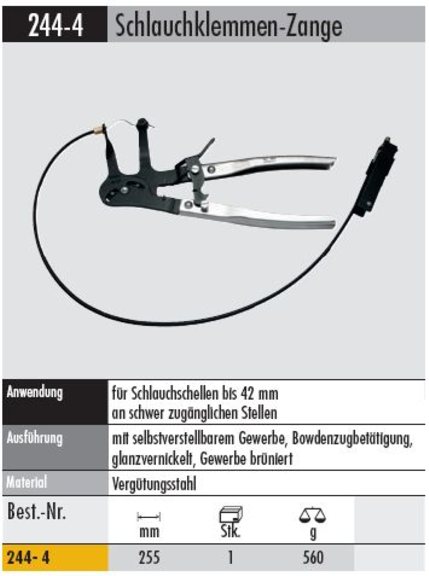 Schlauchklemmen-Zange   244 - 4  bis 42 mm