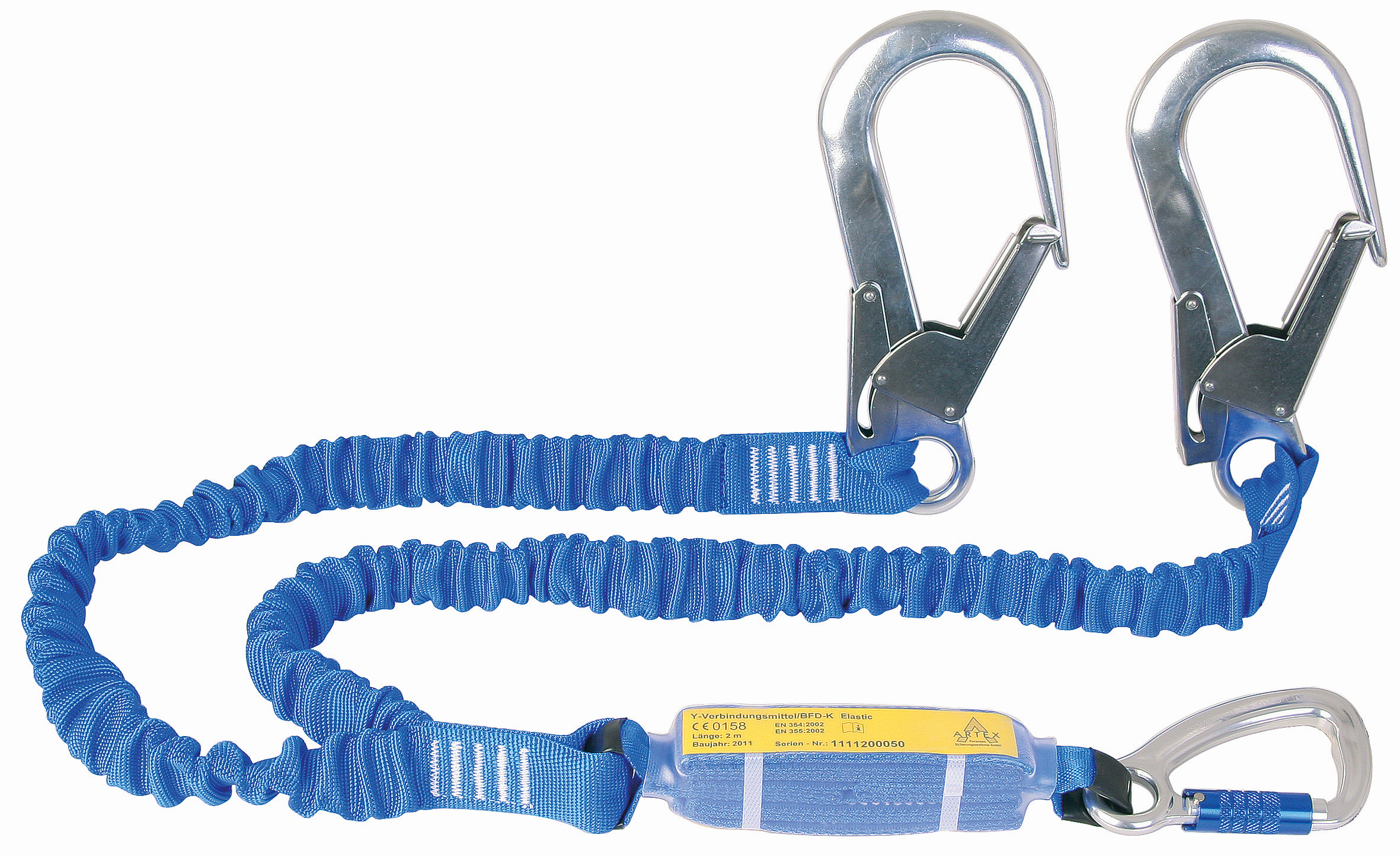 Verbindungsmittel - Ausführung Y-Elastic mit BFD Typ K mit Karabiner AXS 10 TR und FS 90 Stahl, Gewicht 2,8 kg