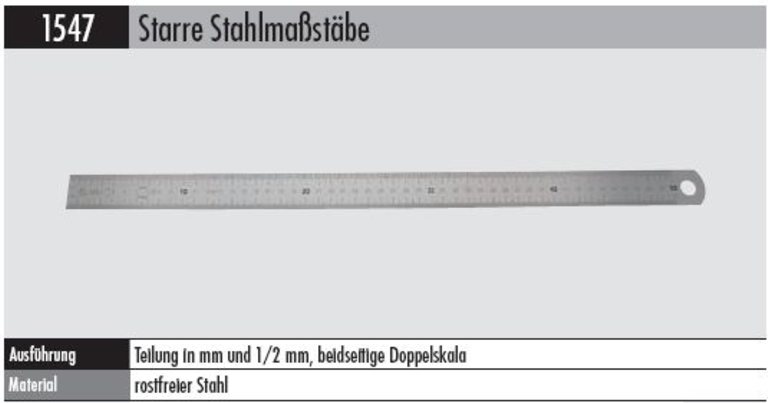 Stahl - Messstab starr1547 -1000  rostfreier Stahl