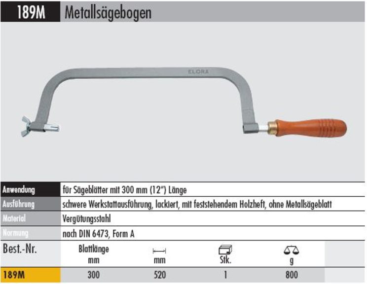 Metallsägebogen schwere Ausführung 300 mm