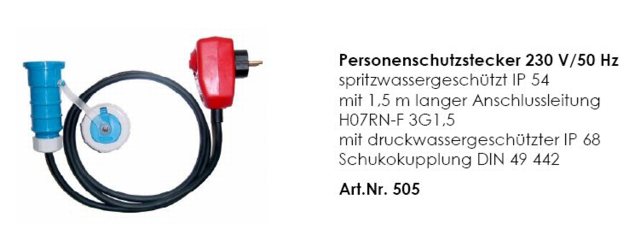 Personenschutzstecker 230V (TP4-1)