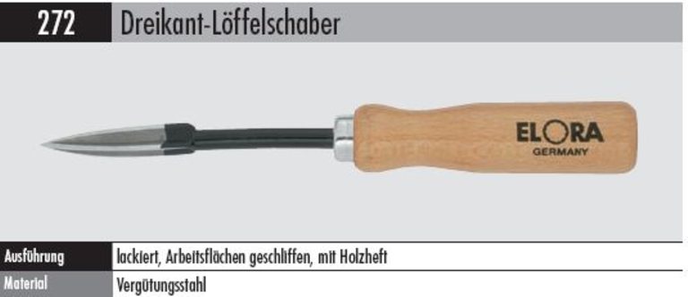 Dreikant-Löffelschaber  300  mm mit Holzheft