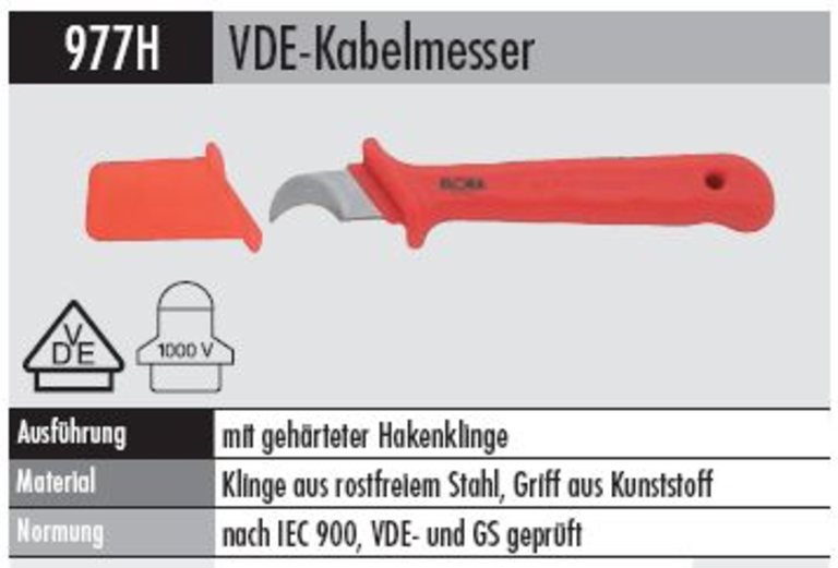 VDE Kabelmeser - 977H       185 mm , mit Hakenklinge