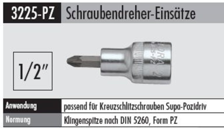 Schraubendreher-Einsatz - 3225 PZ-2     1/2 " Antrieb