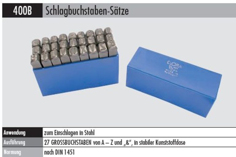 Schlagbuchstaben-Sätze       4500 g - Schrifthöhe 12 mm