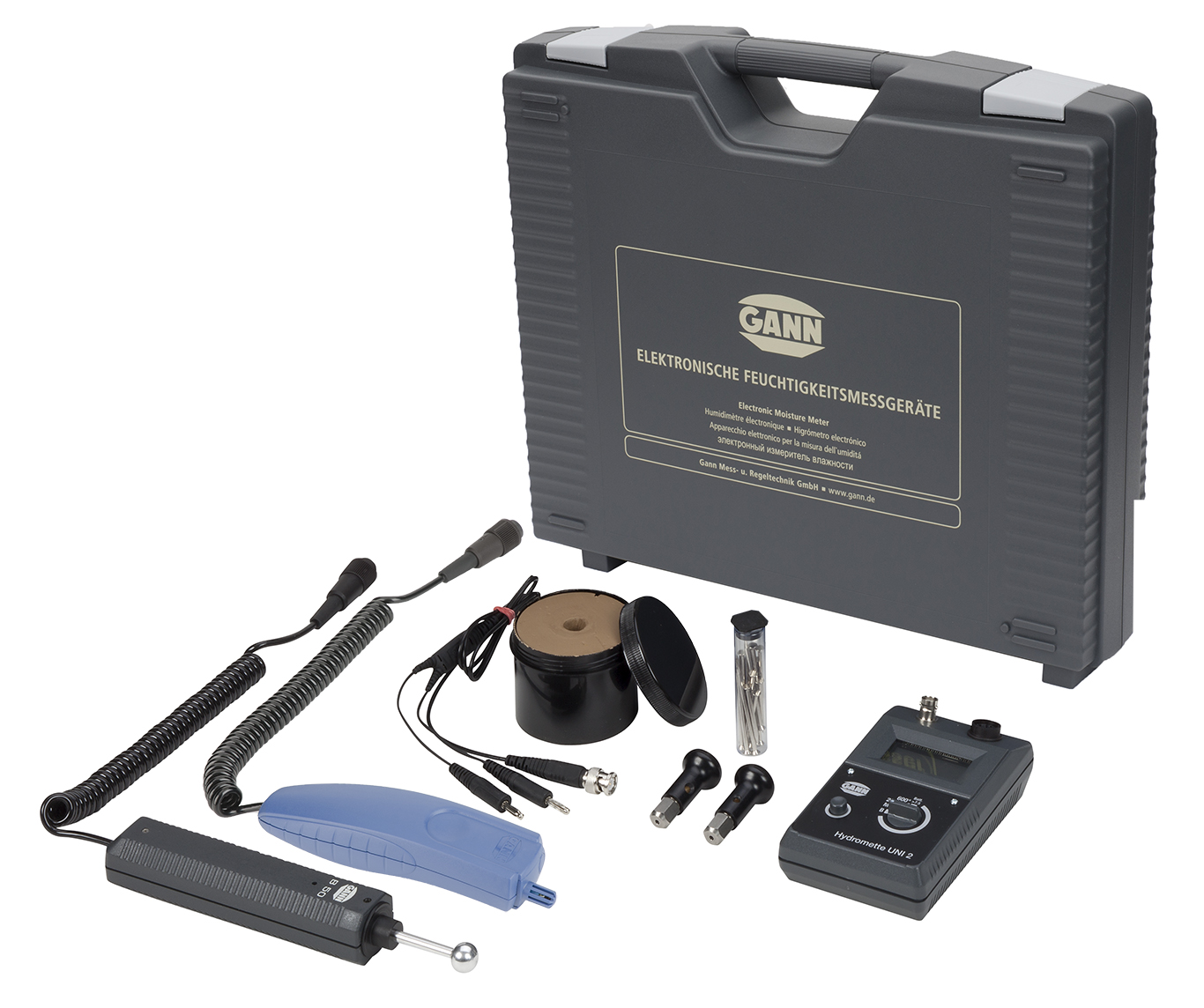 Set Hydromette UNI 2 incl. Aktiv-Elektroden B 50 und RF-T 28, Elektrodenpaar M 6, Meßkabel MK 8 und Bereit