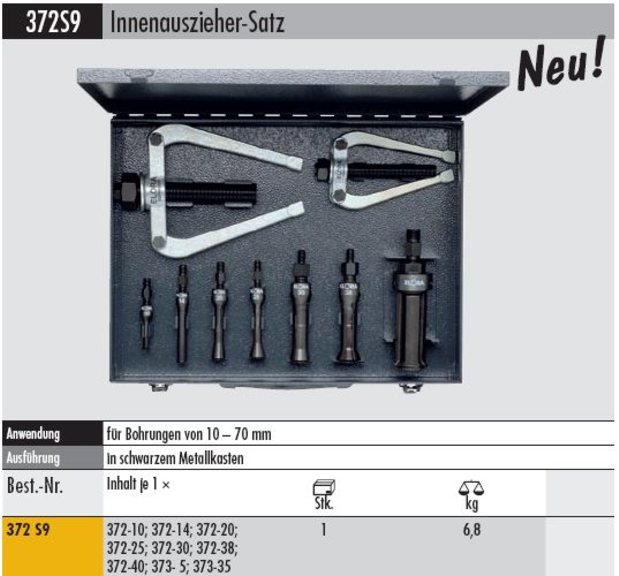 Innenauszieher - Satz für Bohrungen von 10 - 70 mm