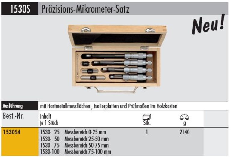 Präzisions-Mikrometer-Satz 4 - teilig