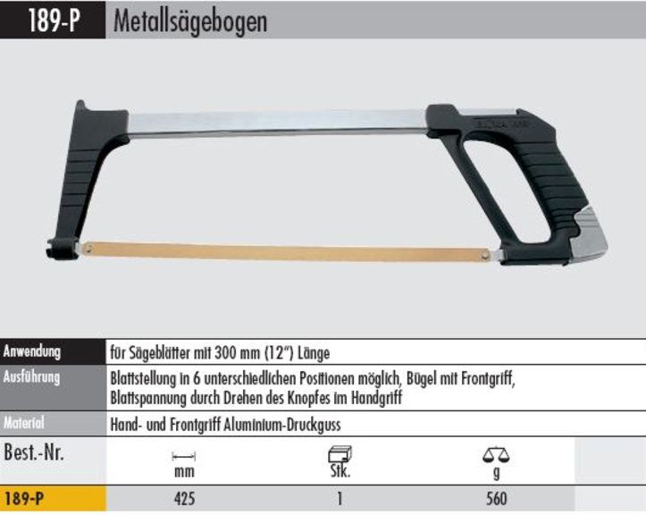 Metallsägebogen Blattstellung verstellbar 300 mm