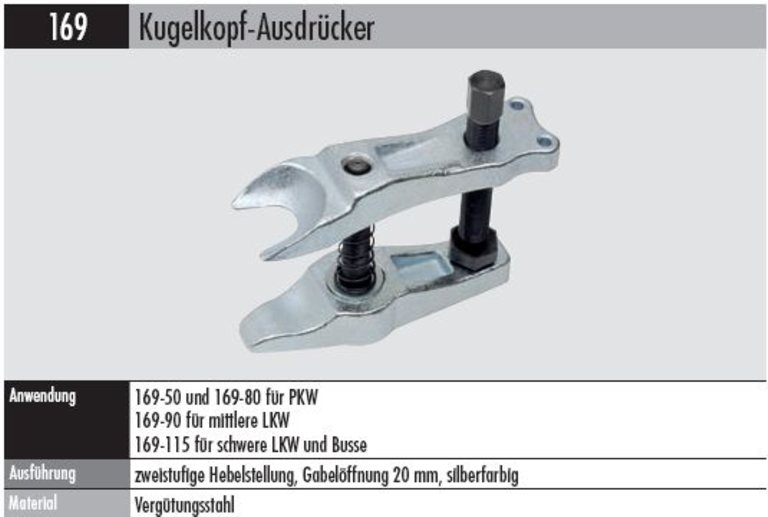 Kugelkopf - Ausdrücker Spannweite  60-80 mm