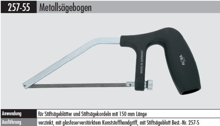 Metallsägebogen   257-55  für Stiftsägeblätter 150 mm