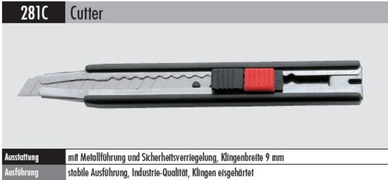 Kunststof-Cutter  281 - C    Gesamtlänge 135 mm