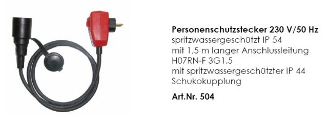 Personenschutzstecker 230V (T 6 L )