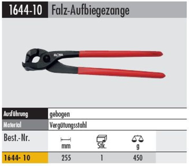 Falz-Aufbiegezange 1644- 10  255 mm