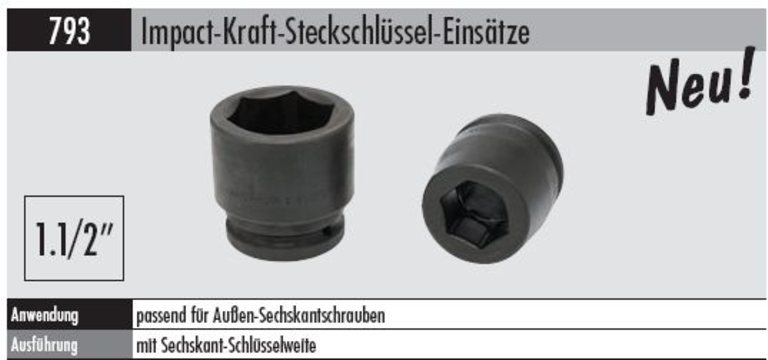 Impact-Kraft-Steckschlüssel-Einsatz  1 1/2 " Antrieb für Außen-Sechskantschrauben