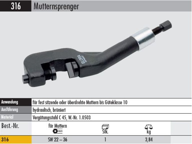 Mutternsprenger - 316         für Muttern SW 22 - 36