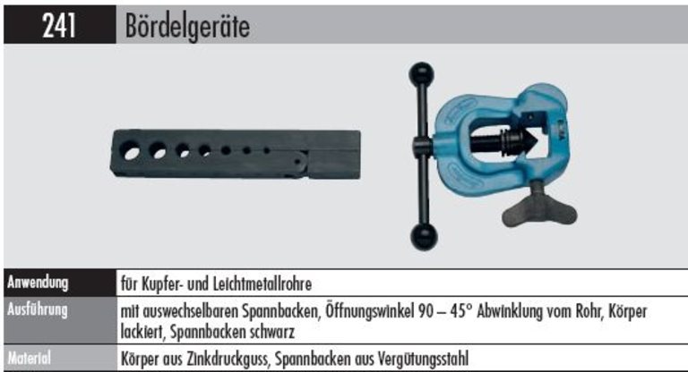 Bördelgerät   241-1  4-14MM  für Kupfer - und Leichtmetallrohre