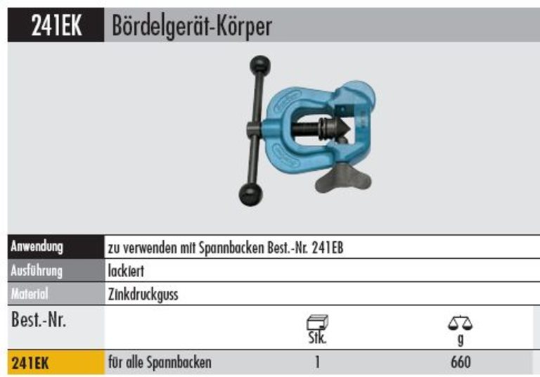 Bördelgerät-Körper  ohne Spannbacken